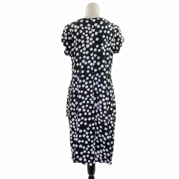 STUDIO by Tiana B Black & White Polka Dot Short Sleeve V-Neck Mini Dress - Picture 2 of 13
